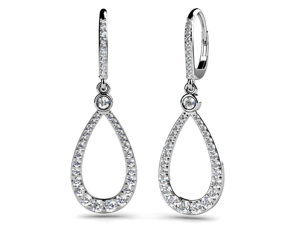 Diamond Lined Designer Teardrop Earring Diamond with 1.22 ct.(finished)
